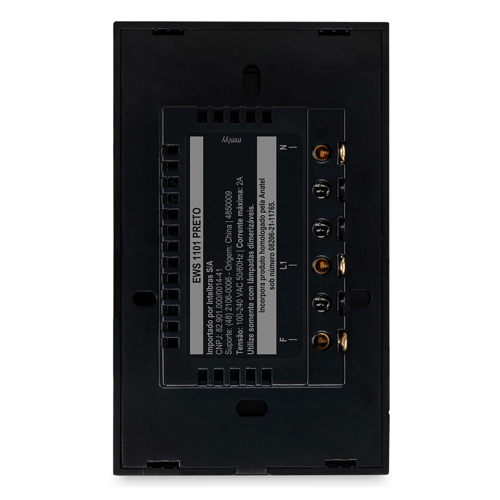 Miniatura Interruptor Smart Touch Wi-Fi Dimmer Preto - Intelbras - EWS 1101 Bivolt