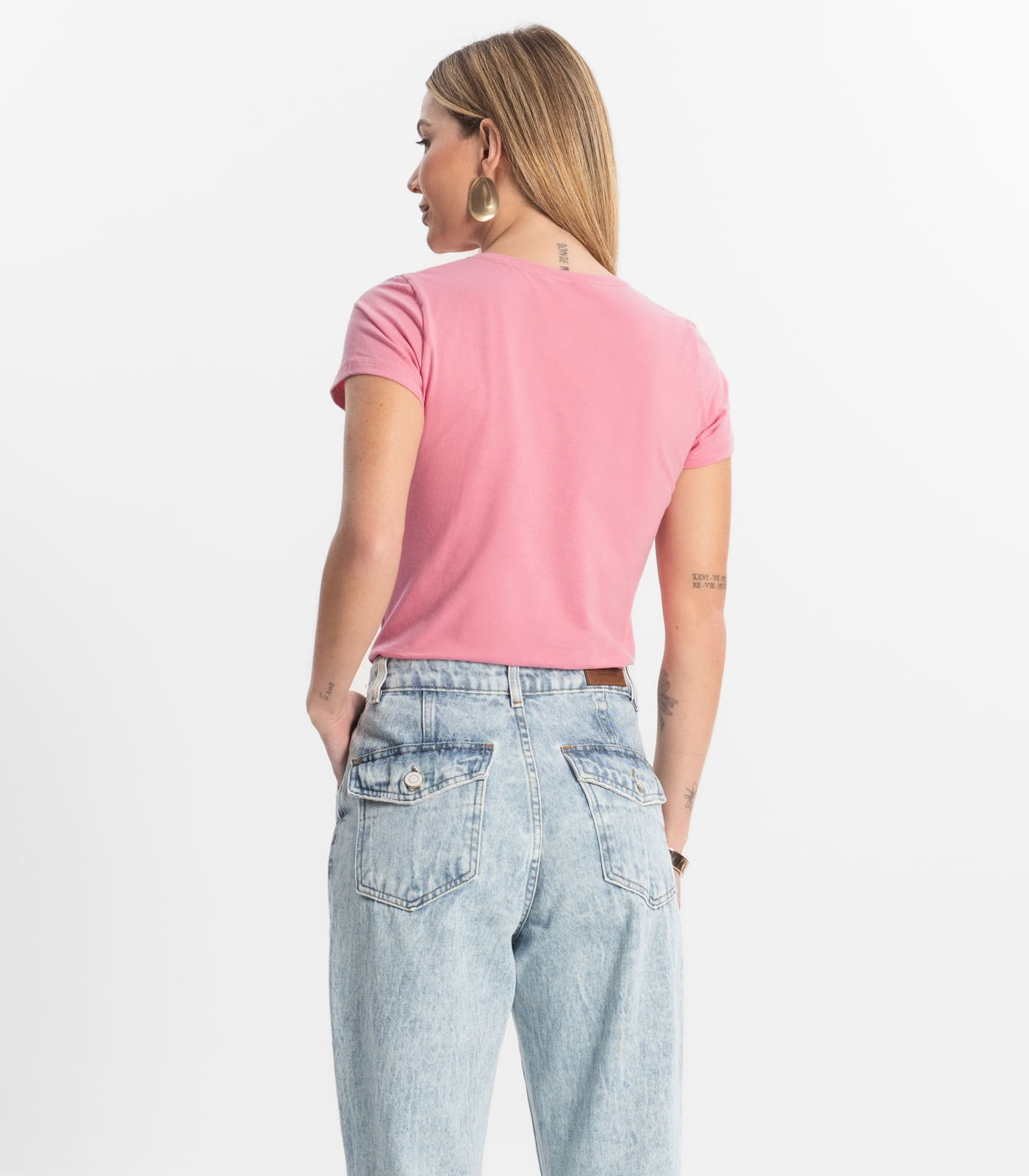 Miniatura Blusa Feminina Cotton Leve Básica Rovitex Rosa G