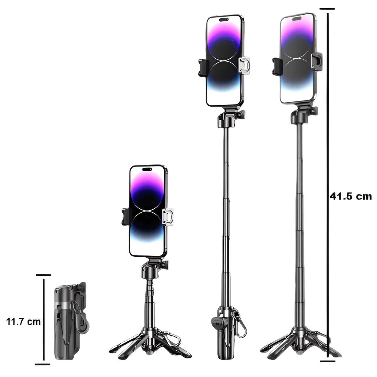 Bastão de Selfie Retrátil 360° para SmartPhones com Mini Tripé e Controle Remoto