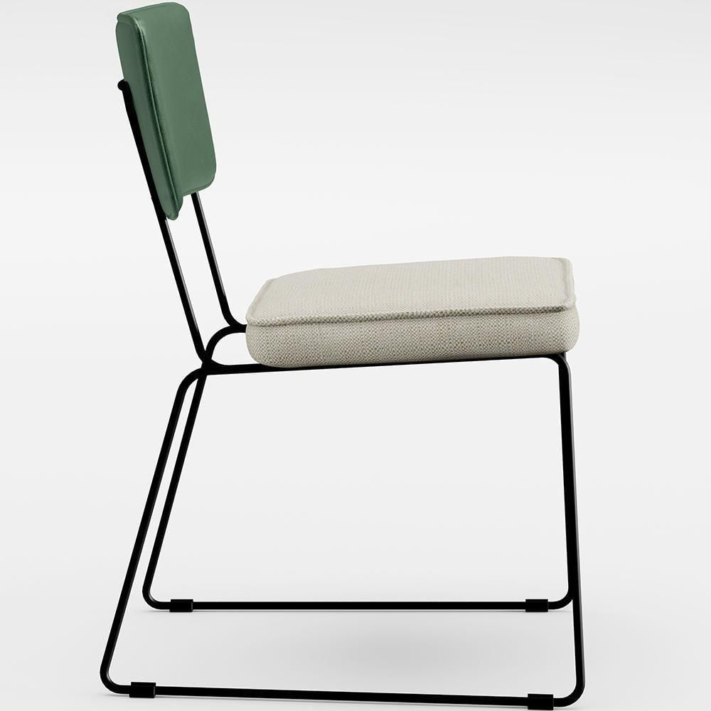 Miniatura Kit 04 Cadeiras L02 Facto Verde Musgo Linho Champagne