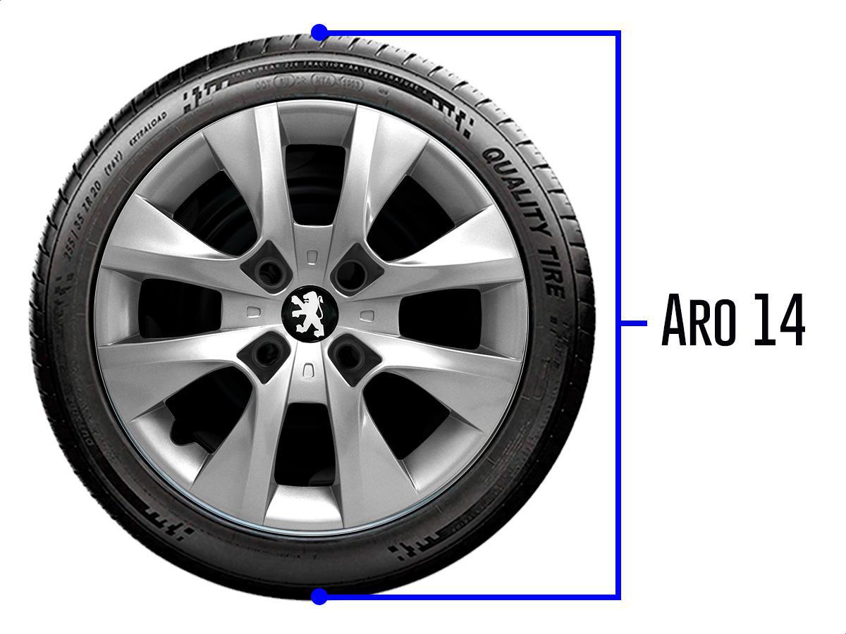 Miniatura Jogo 4 Calotas Aro 14 Prata Peugeot 206 207 208 2014 2015