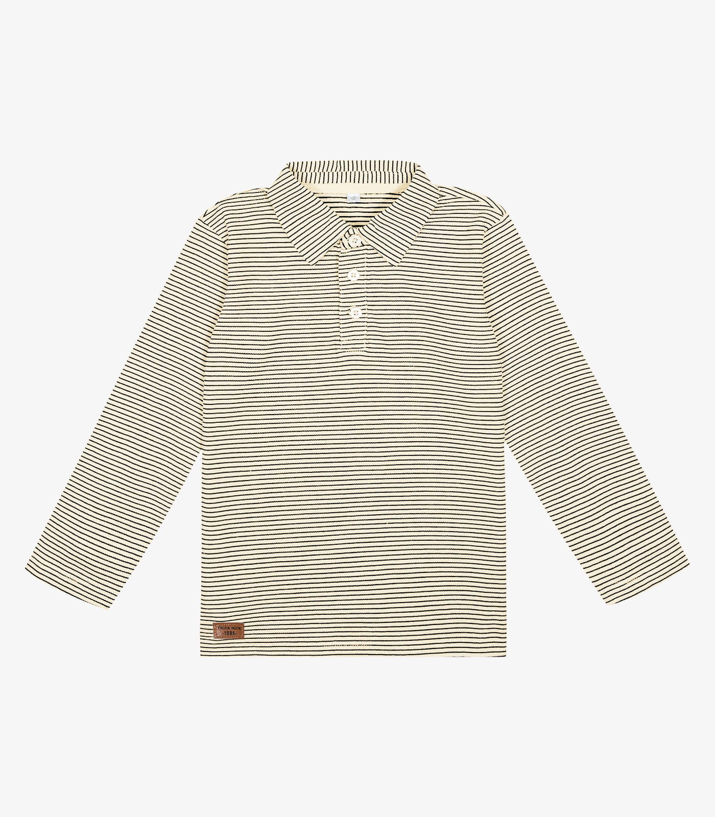 Miniatura Camisa Listrada Infantil Manga Longa Trick Nick Bege 1