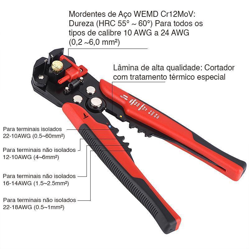 Miniatura Alicate Lorben Crimpador Corta Fios E Cabos 8 Polegadas
