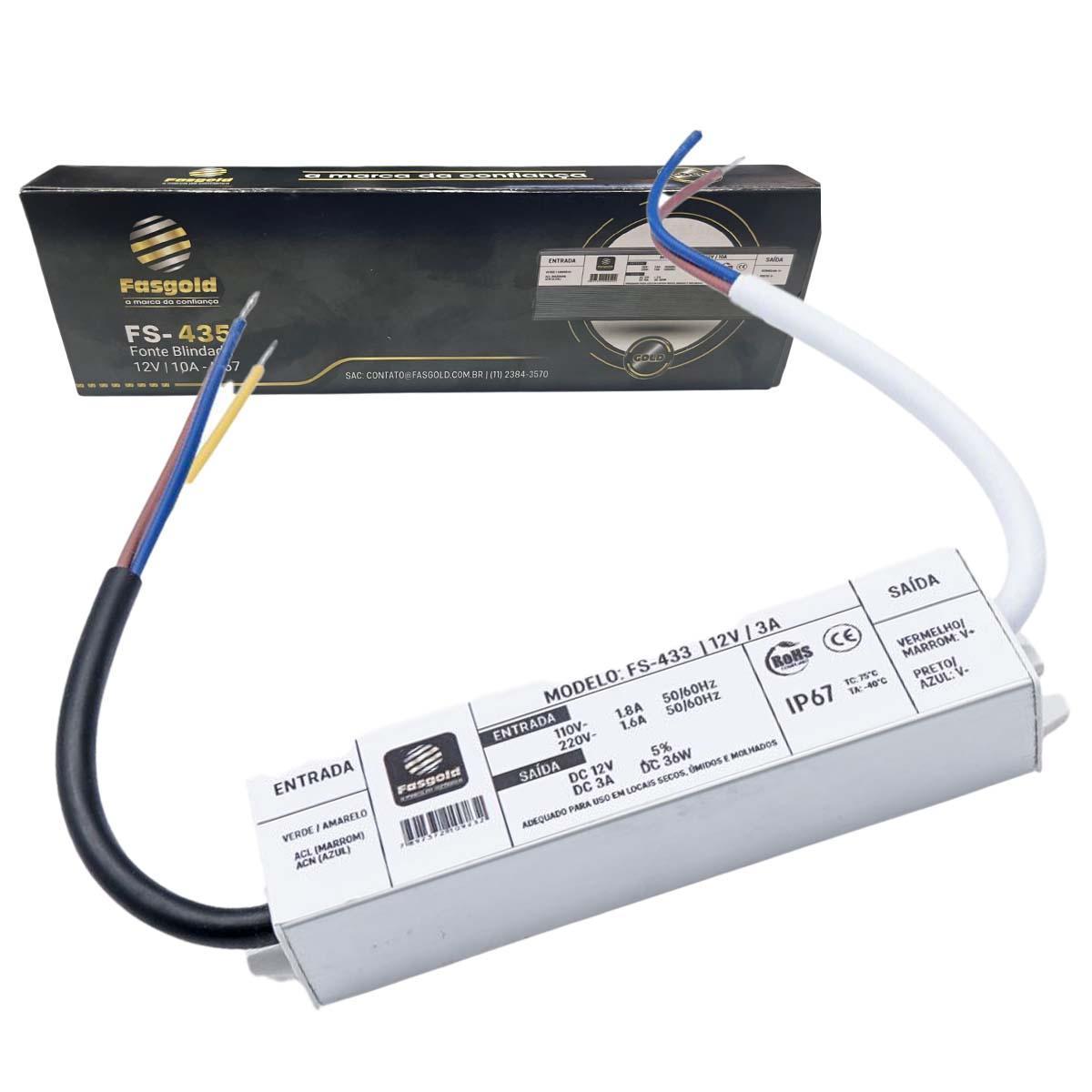 Miniatura Fonte 12V 10A Externa Blindada Ip67 A Prova D'Agua Cftv 120W