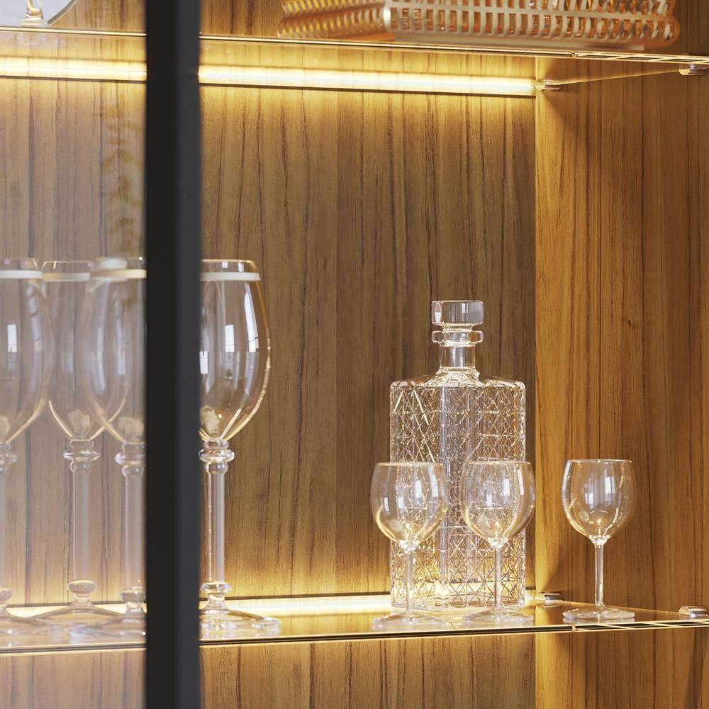 Miniatura Cristaleira Com Nicho Adega 2 Portas C4 Preto Noce Milano