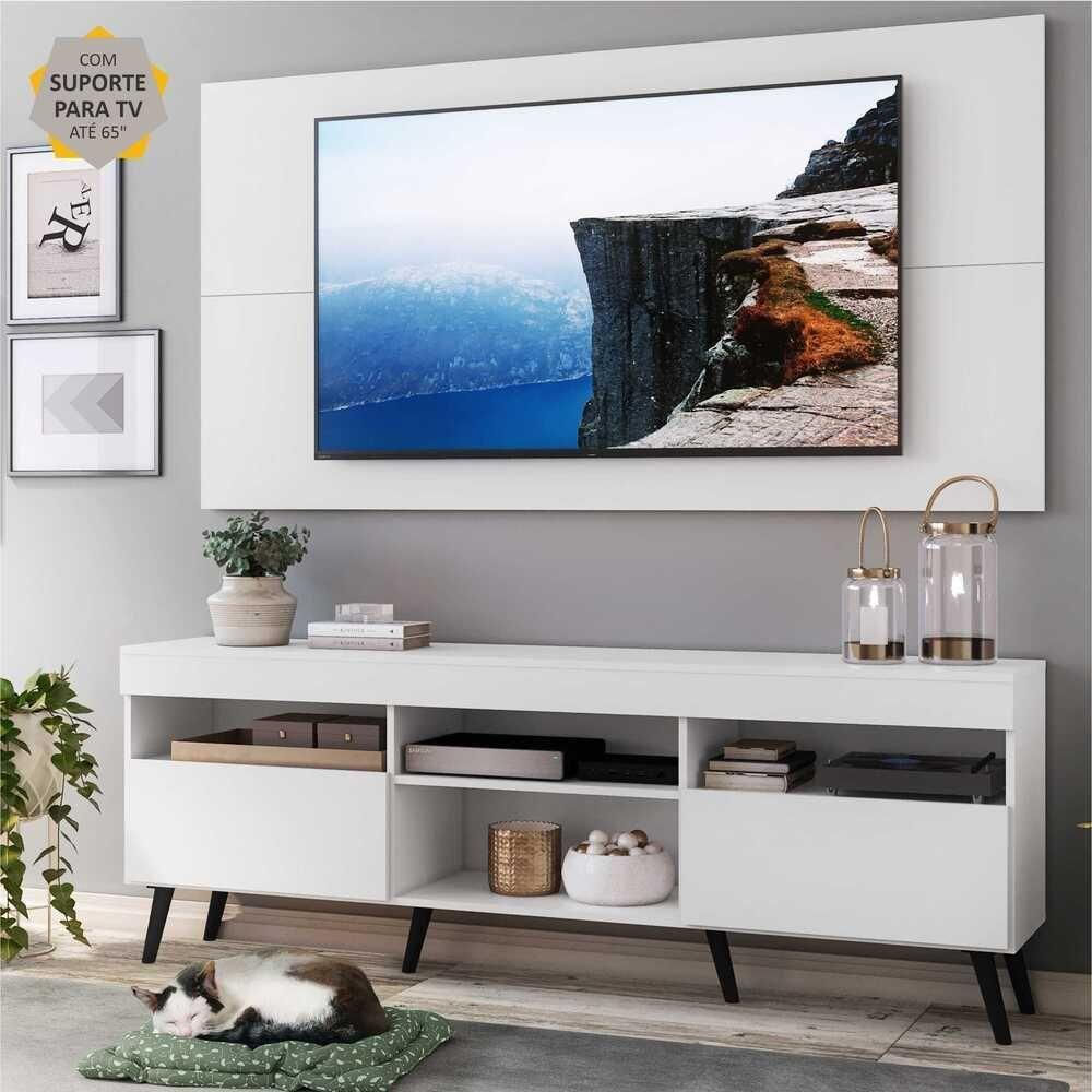 Miniatura Rack com Painel Tv até 65" Pés Retrô 2 Portas Multimóveis