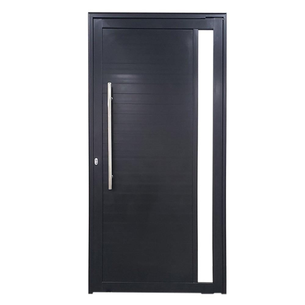 Miniatura Porta Pivotante de Alumínio 210 x 120cm com Visor 30 Esquerda Esquadrias Bergamo Preto