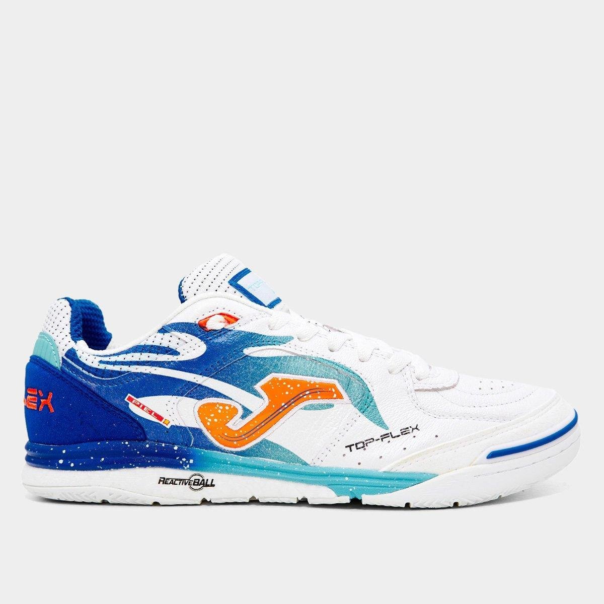 Miniatura Chuteira Futsal Joma Top Flex Rebound Branco+Azul - 37