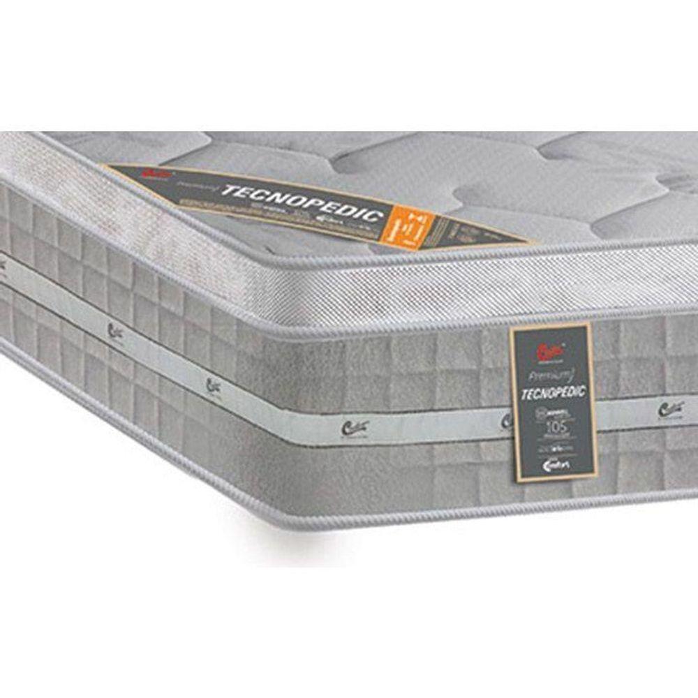 Miniatura Cama Box Baú Casal: Colchão Molas Pocket Ensacadas Castor Premium Gel + Base Gray(138X188)