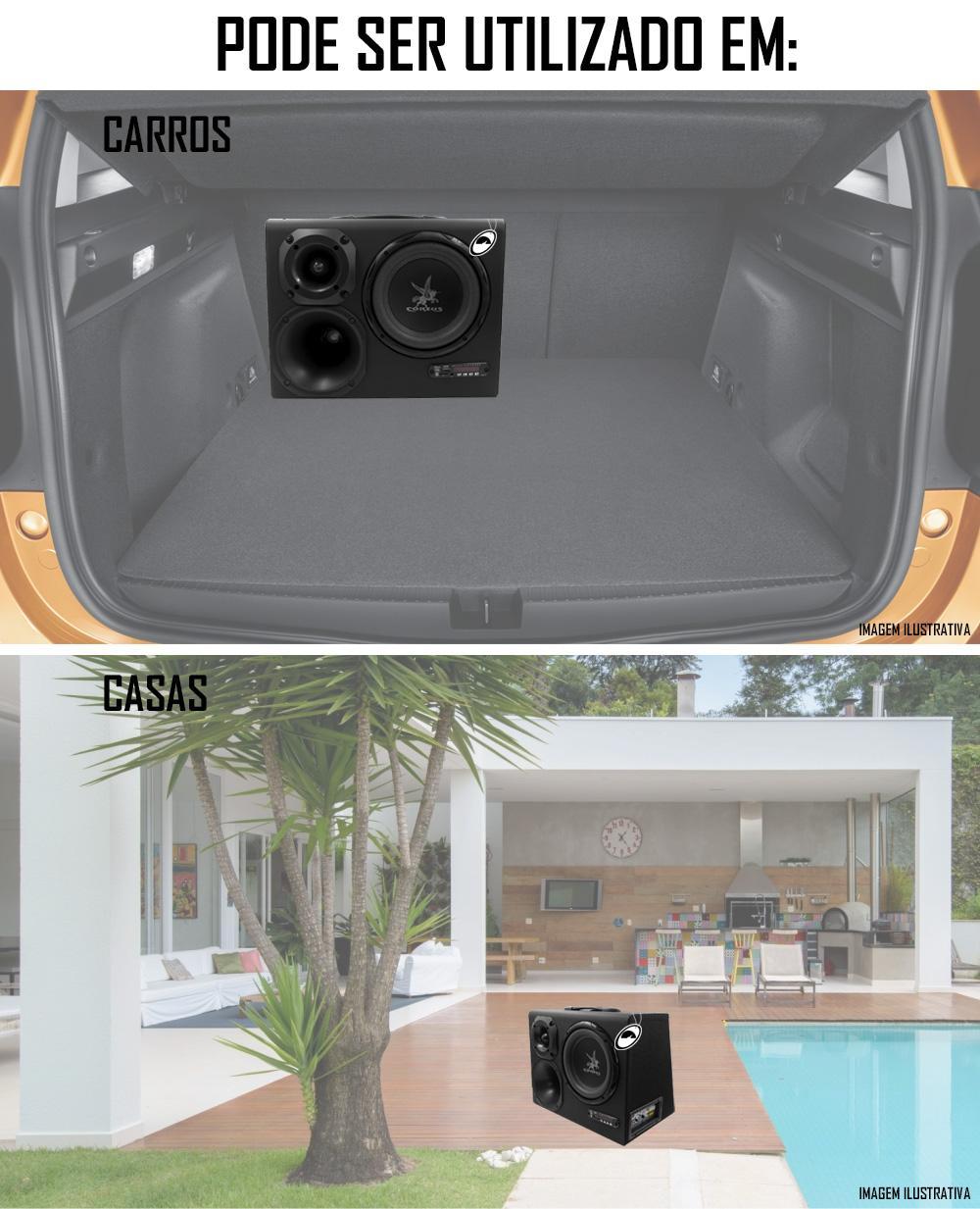 Caixa Trio Amplificada Cx Hc500 8 Polegadas 110/220W E 12V