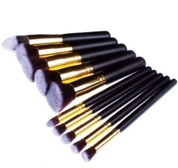 Miniatura Kit 10 Pincéis Kabuki Precisão Preto Maquiagem Profissional