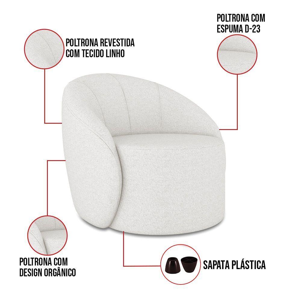 Miniatura Poltrona Decorativa Orgânica Lua Linho Cinza D03 - D'rossi