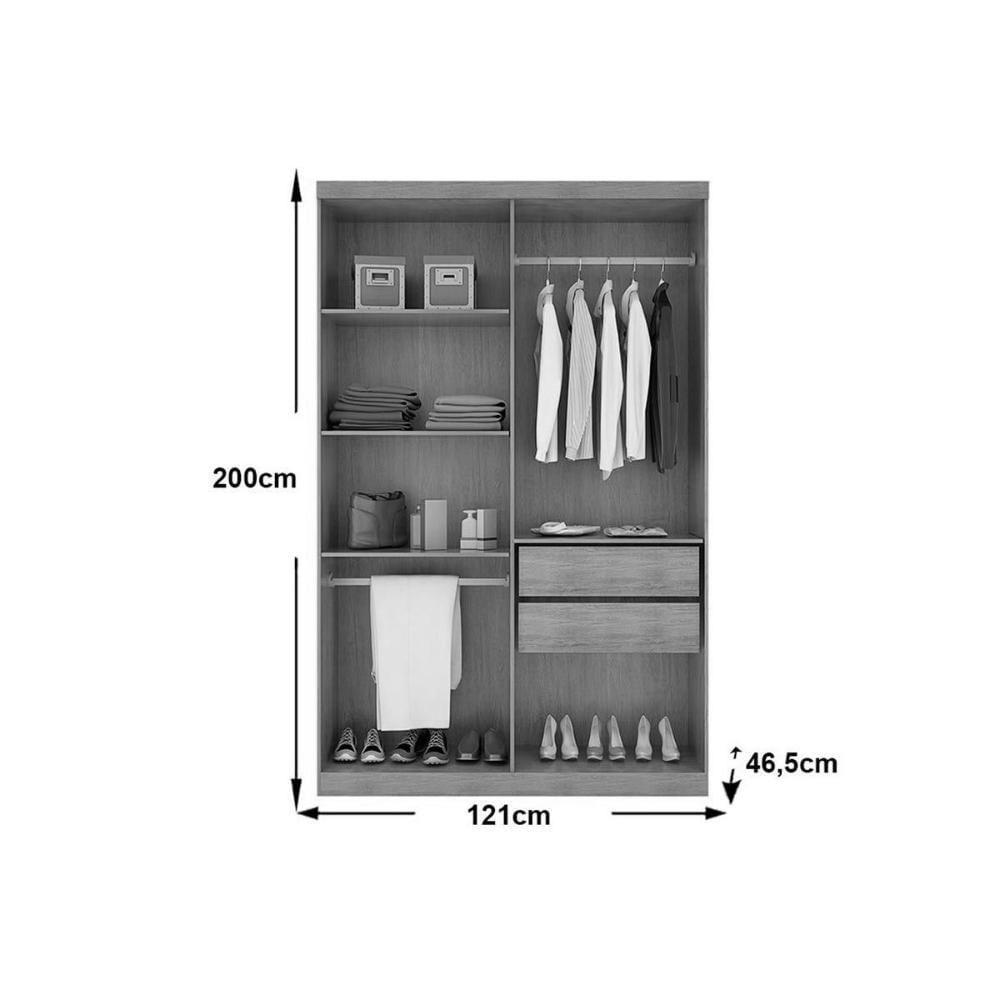 Miniatura Guarda Roupa 4 Portas E 2 Gavetas C- Pés Espanha Imbuia-Off White - Rufato