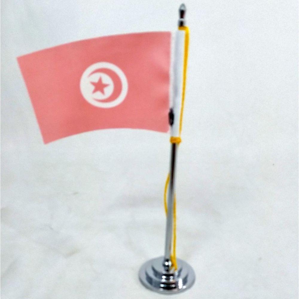 Miniatura Mini Bandeira De Mesa Tunísia 15 Cm De Mastro Poliéster