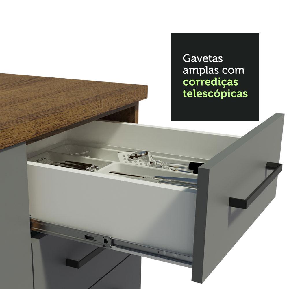 Cozinha Completa de Canto Madesa Agata 479001 com Armário e Balcão (Sem Tampo e Pia) - Rustic/Cinza Rustic/Cinza