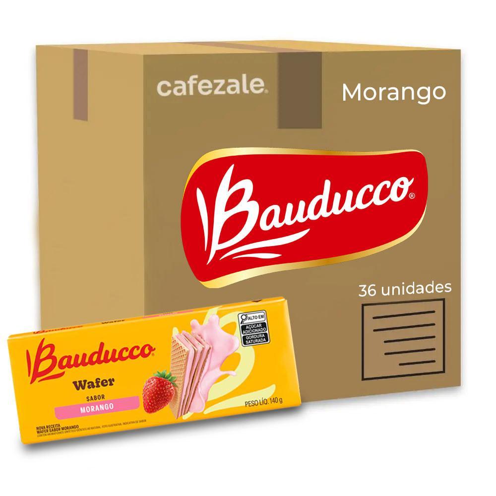 Miniatura Biscoito Wafer Bauducco Morango Kit 36 Pacotes De 140G