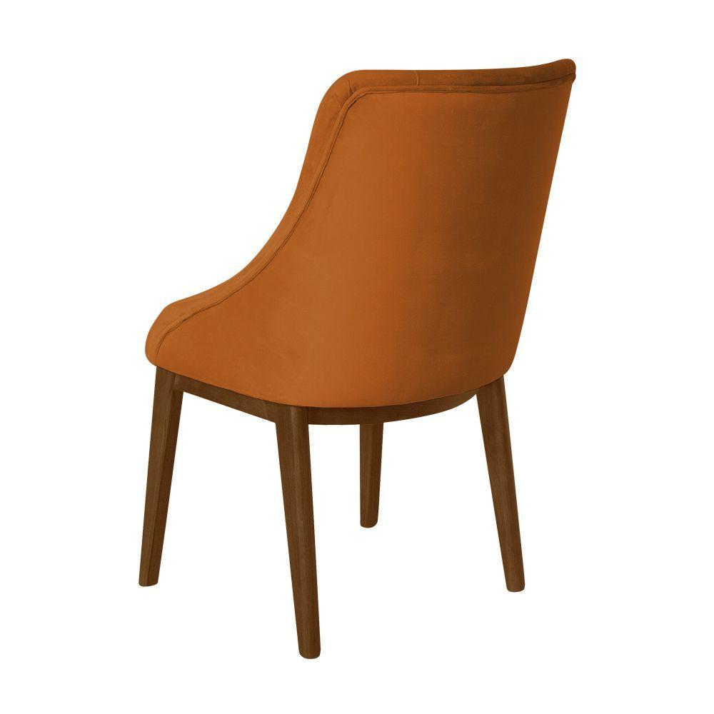 Miniatura Kit 4 Cadeiras De Jantar Elisa Nobre Estofada Capitonê Veludo Terracota Base Madeira Maciça Imbuia