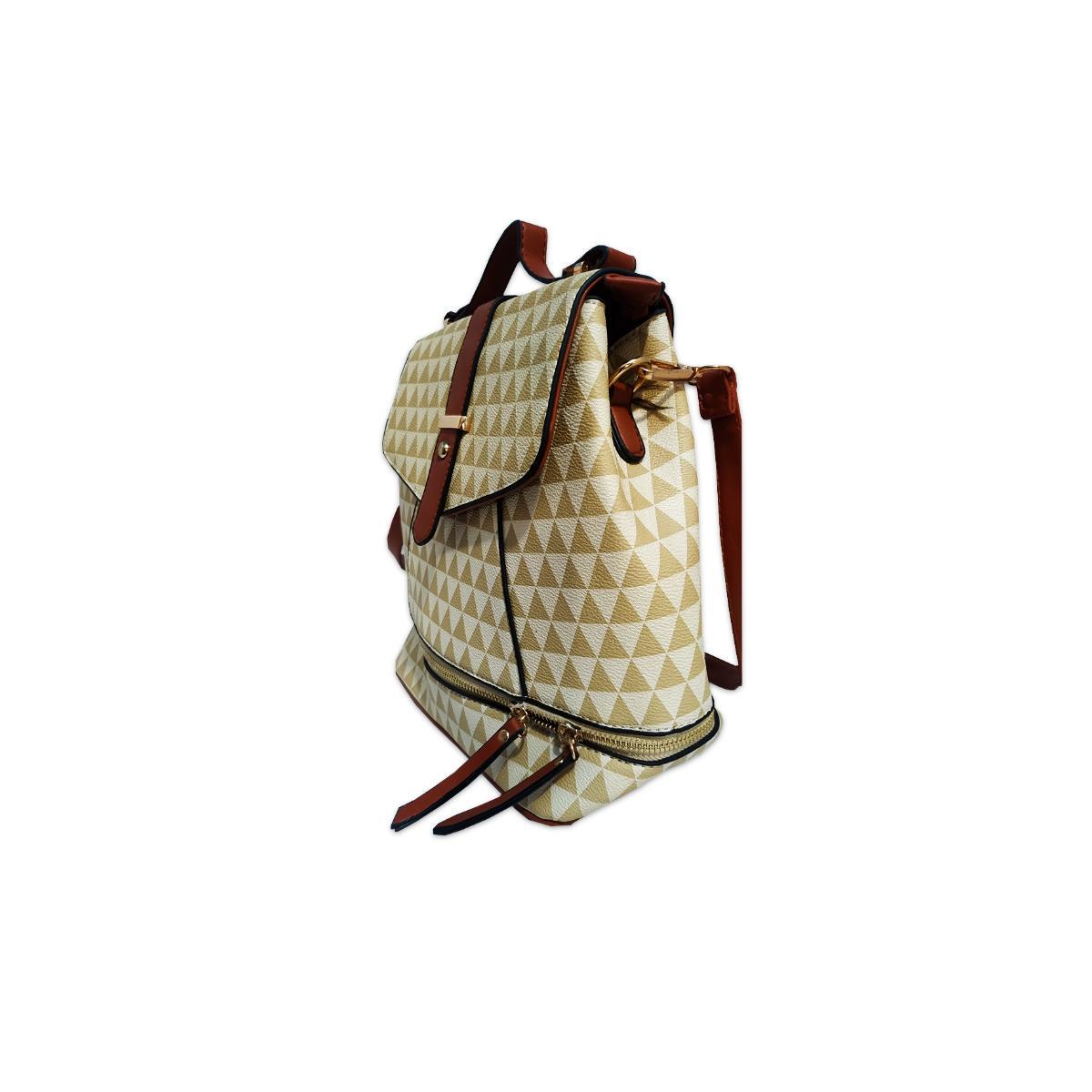 Miniatura Bolsa Mochila Passeio Elegante Luxo Bege Matelassê