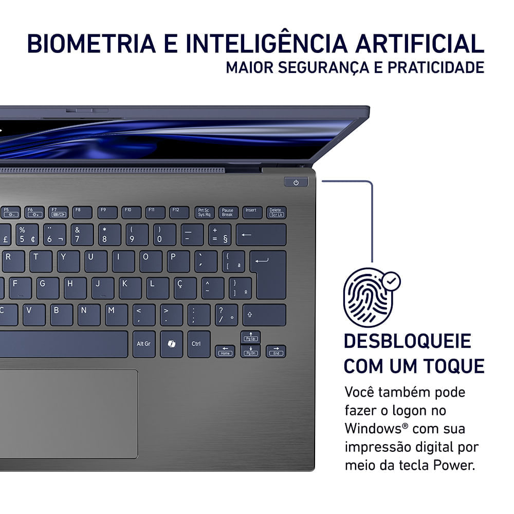 Notebook VAIO® F14 Intel® Core i5-1334U Windows 11 Home 16GB RAM 512GB SSD 14'' Full HD IPS com Fingerprint Cinza Escuro