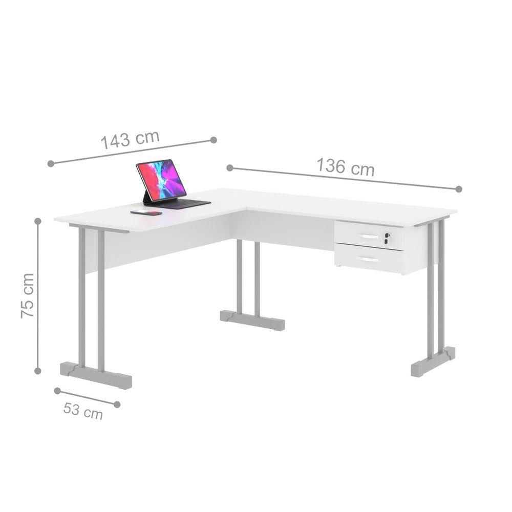 Miniatura Mesa De Computador Em L Com Gaveta Lima Branco