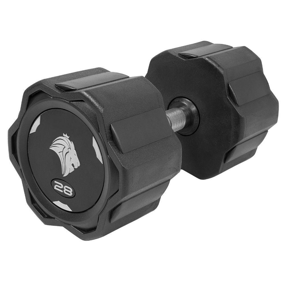 Miniatura Par De Dumbbells 28kg Lion Monobloco Em Aço Maciço Injetado