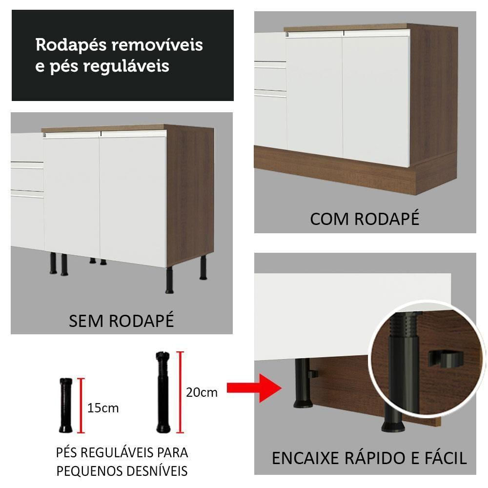 Miniatura Armário De Cozinha Completa 200cm Rustic/branco/crema Glamy Madesa 07 Rustic/branco/crema