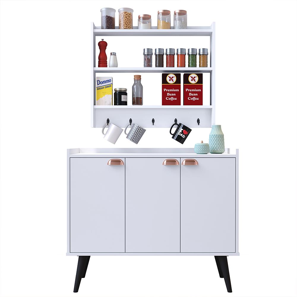 Miniatura Kit Aparador Buffet Organizador Prateleira Interna Truzzi Armário Parede Porta Condimentos Cozinha Amélia - Branco - RPM Móveis