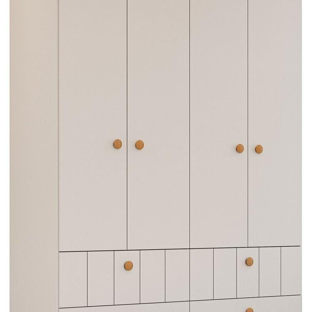 Quarto de Bebê 1 Berço 1 Cômoda 6 Gavetas 1 Guarda Roupas 4 Portas 4 Gavetas Chantilly Off White/Nature