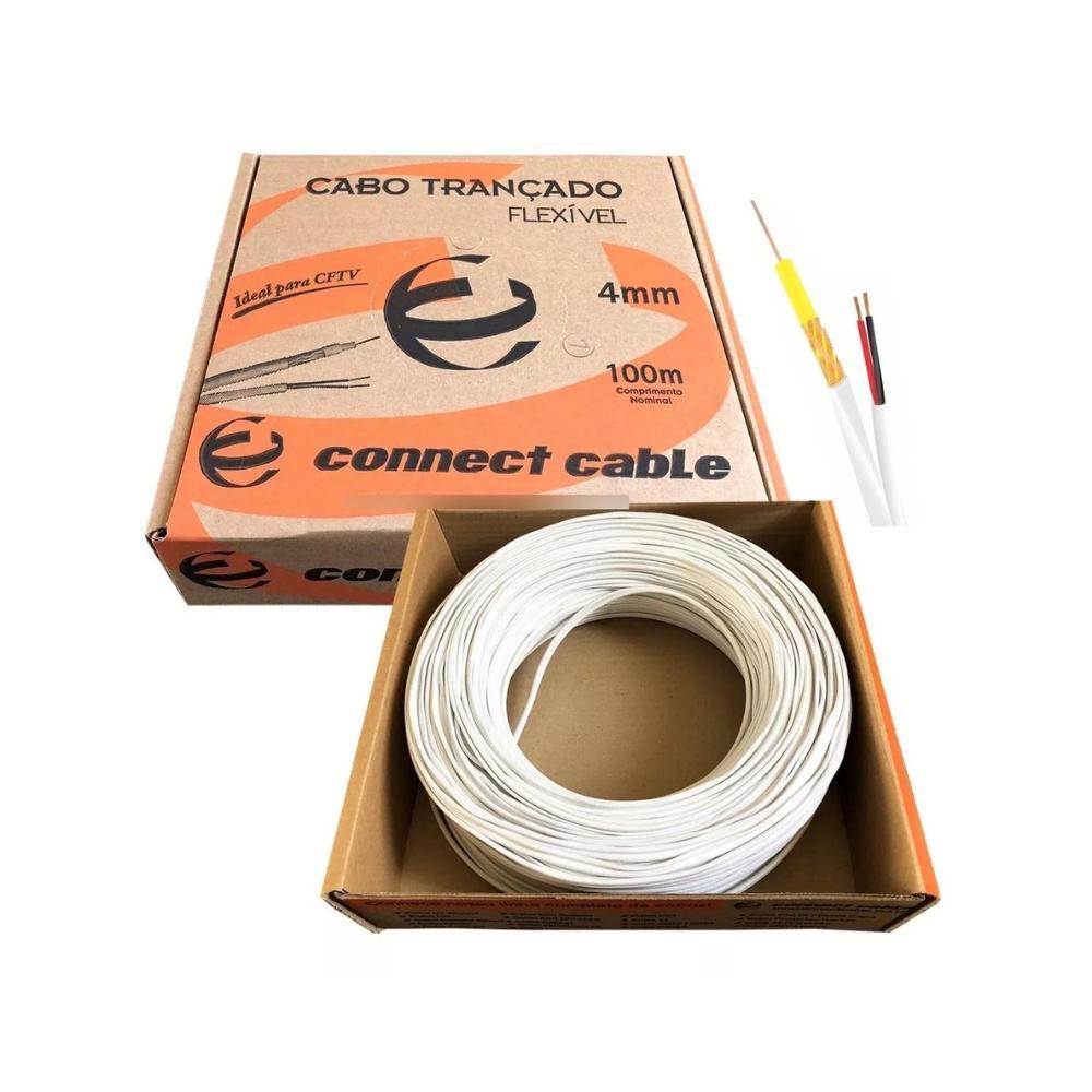 Miniatura Cabo Coaxial 4Mm Bipolar 100M Cftv-Connect Cable-P/Câmeras