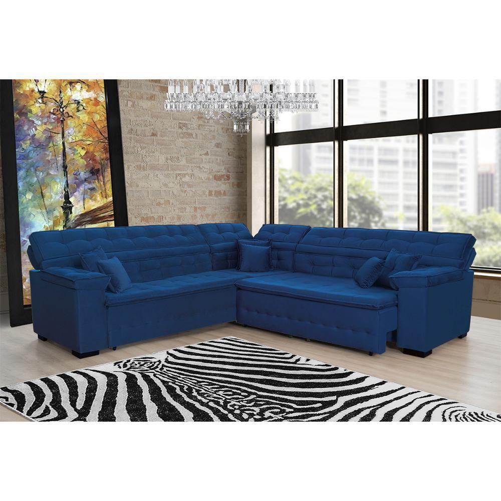 Miniatura Sofá de Canto Magno 2,57x2,37m Azul