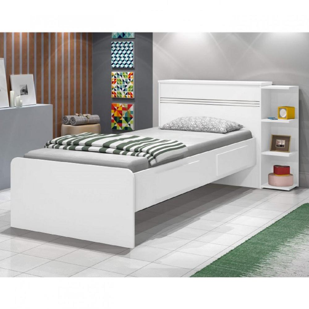 Cama Solteiro com Baú 2 Gavetas e Cama Auxiliar Jade Yescasa Branco Cama Solteiro com Baú 2 Gavetas e Cama Auxiliar Jade Espresso Móveis Branco