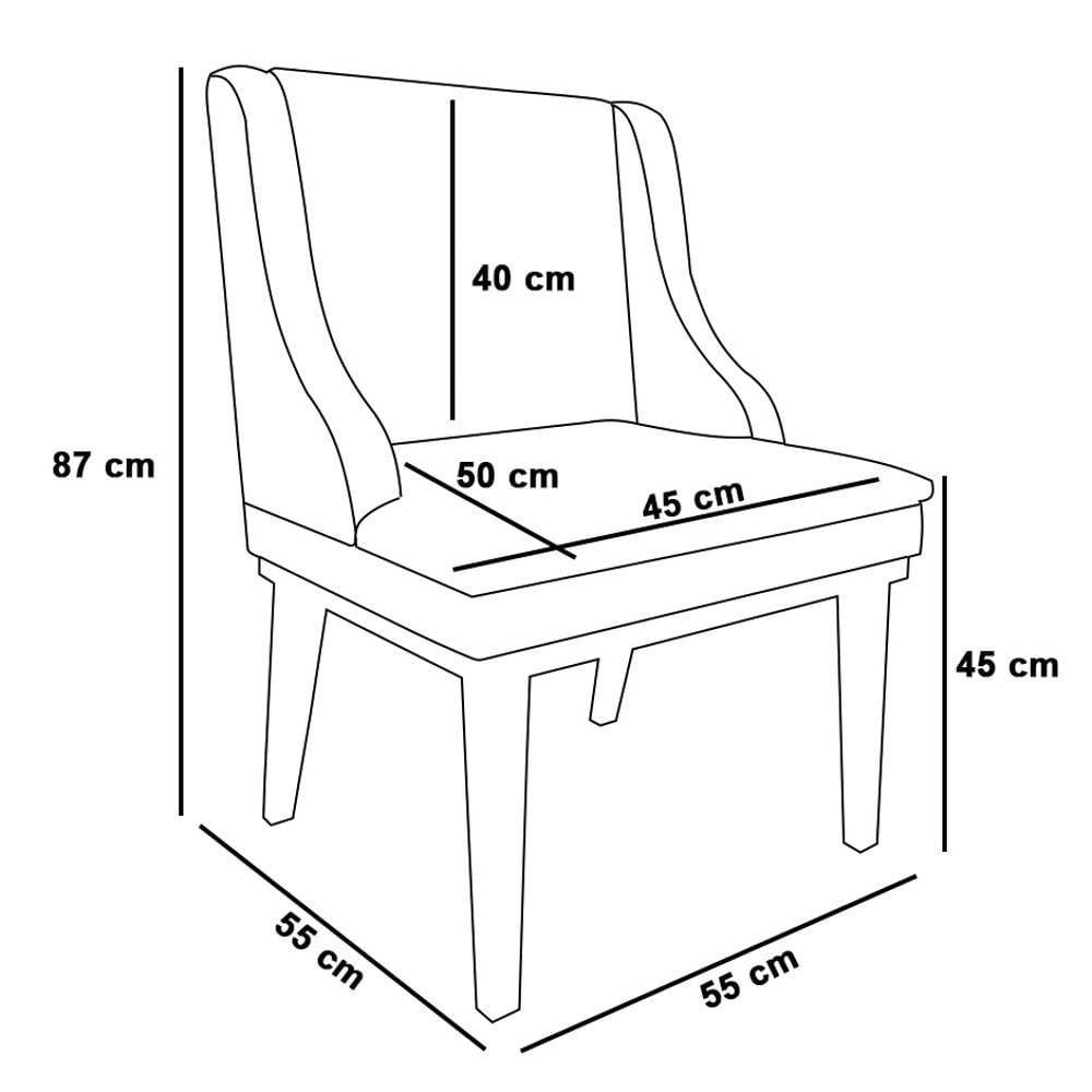 Miniatura Kit 2 Cadeiras Estofadas Para Sala De Jantar Base Fixa De Madeira Preto Lia Veludo Luxo Preto