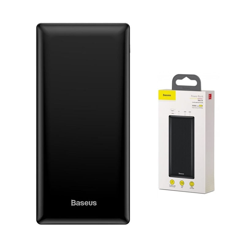 Miniatura Bateria Portátil Baseus Mini JA 30.000mAh Preto USB Tipo C