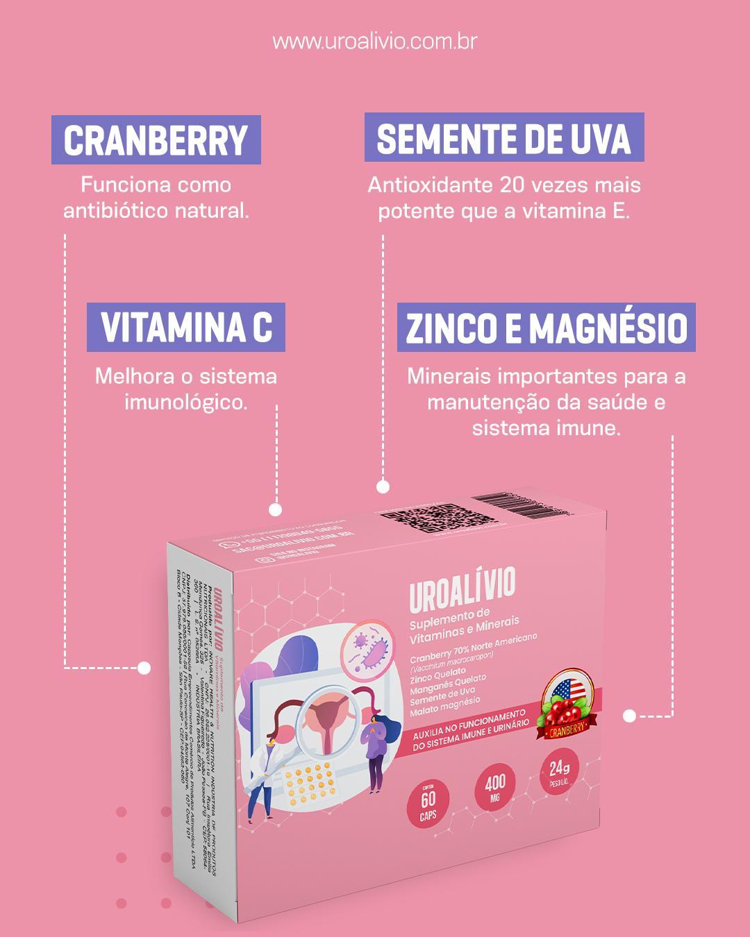 Uroalívio 60 Capsulas Para Infecção Urinária