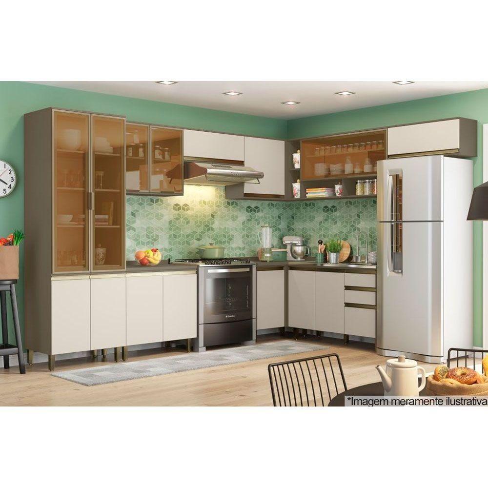 Miniatura Módulo Cozinha Henn Connect Balcão Canto Reto 1 Porta C/ Tampo Duna/cristal