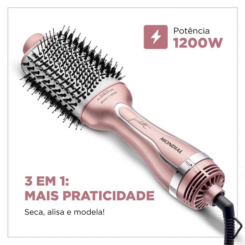 Miniatura Escova Secadora Mondial Juliette 1200W ES-JU-01 Rosa Bivolt