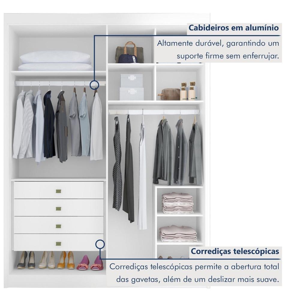 Guarda-roupa Casal 2 Portas de Correr 100% Mdf Branco
