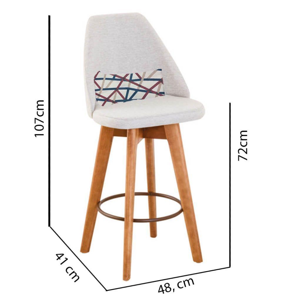 Miniatura Kit 09 Banquetas Bege Claro E Almofada Linhas Coloridas