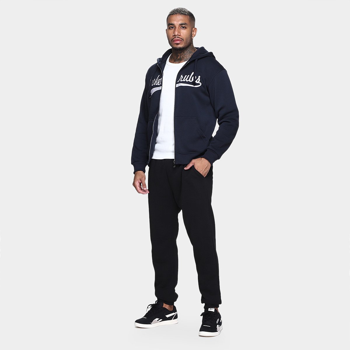 Miniatura Jaqueta Moletom Broken Rules Bordado Masculina Marinho - G