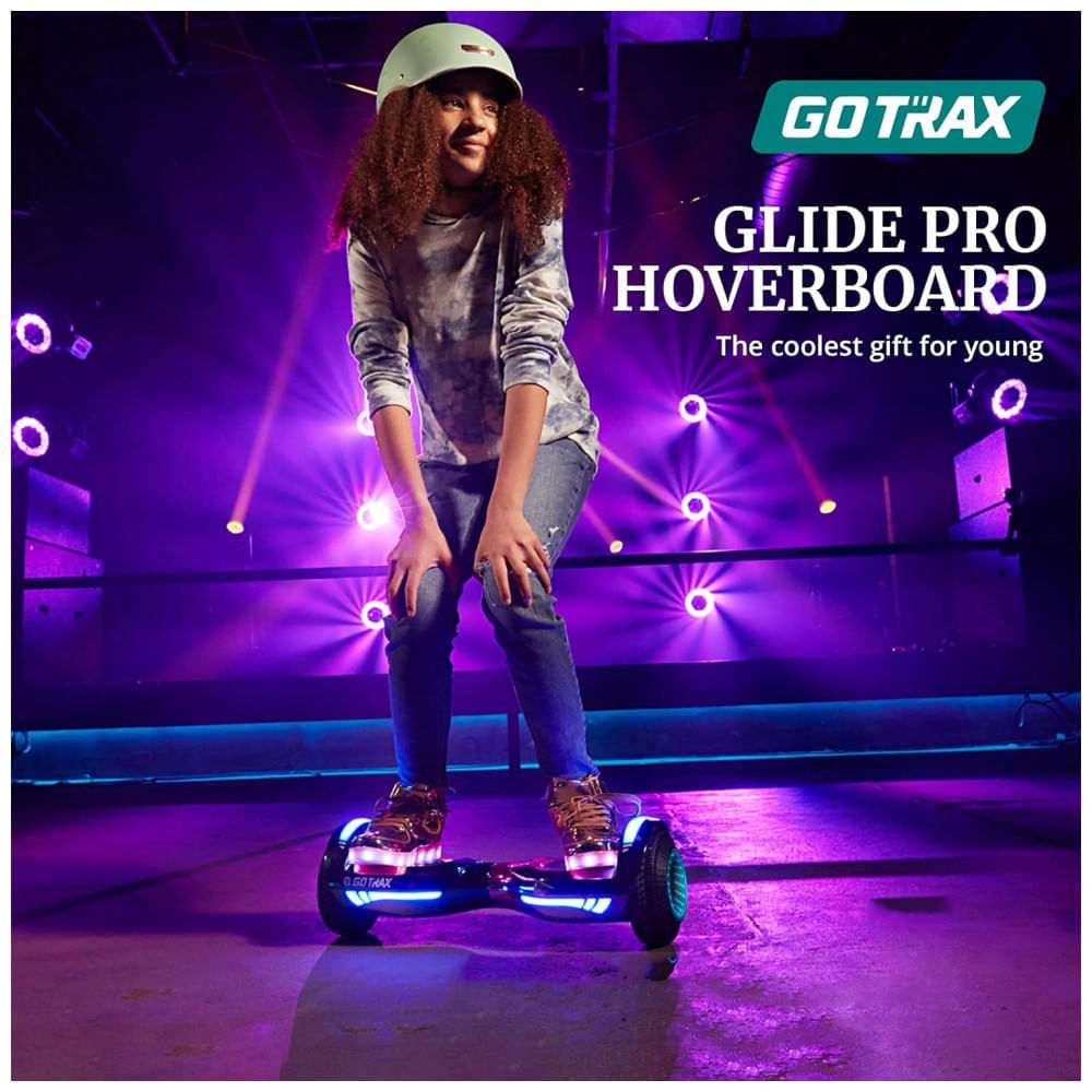 Miniatura Hoverboard Elétrico com Alto Falante, Auto Equilíbrio, Luz Led, Alcance de 9 km, h, 200W, Gotrax, Rosa