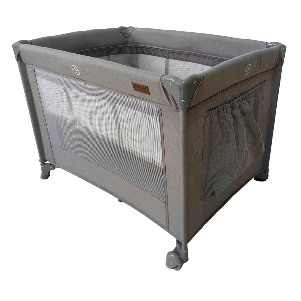 Berço Portátil Infantil Cercado 0-15kg Lazy MaxiBaby Cinza