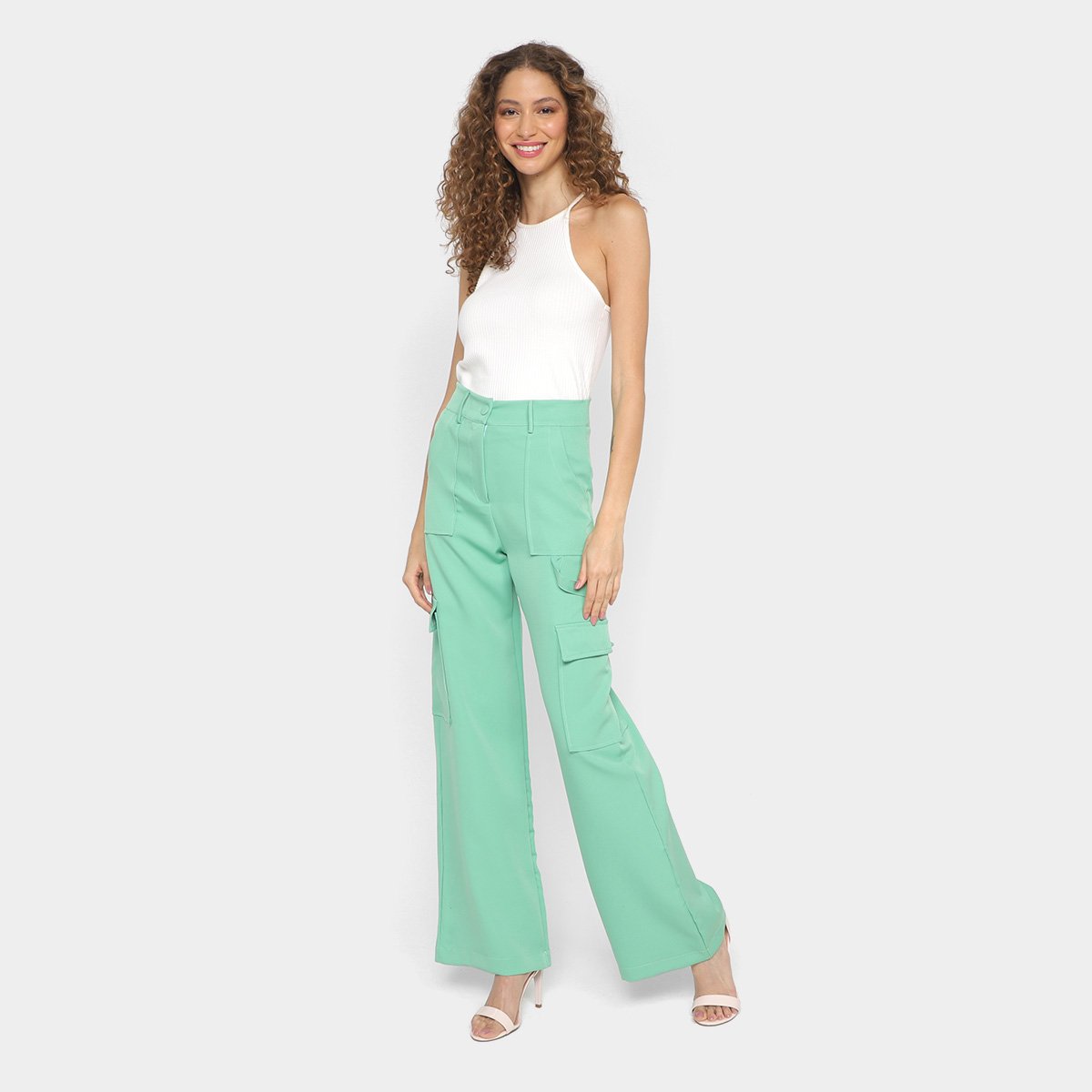 Miniatura Calça Cargo Road Mel Cintura Alta Feminina Verde - G