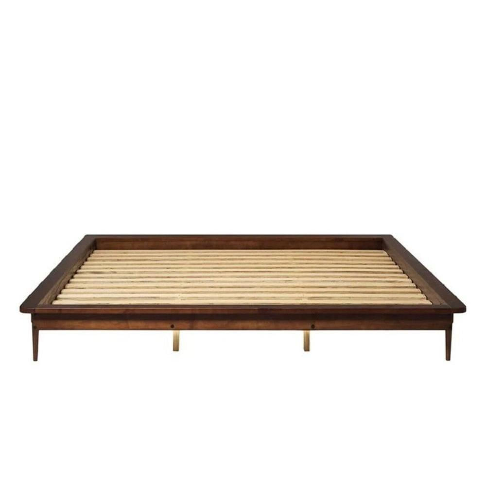 Miniatura Base para Cama King Lunna Madeira de Pinus Walnut