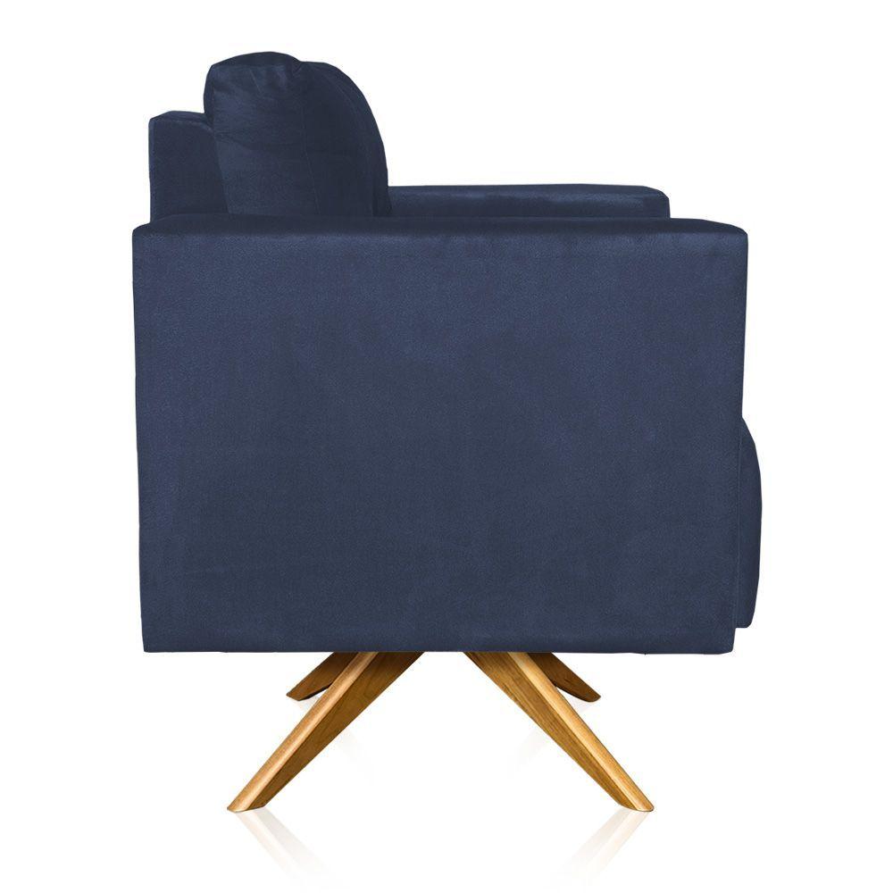 Miniatura Poltrona Giratória Livia Suede Azul Marinho Base De Madeira Ma30 - D'rossi