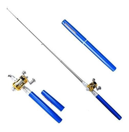 Miniatura Mini Vara De Pesca Telescópica Caneta Com Carretilha - Azul