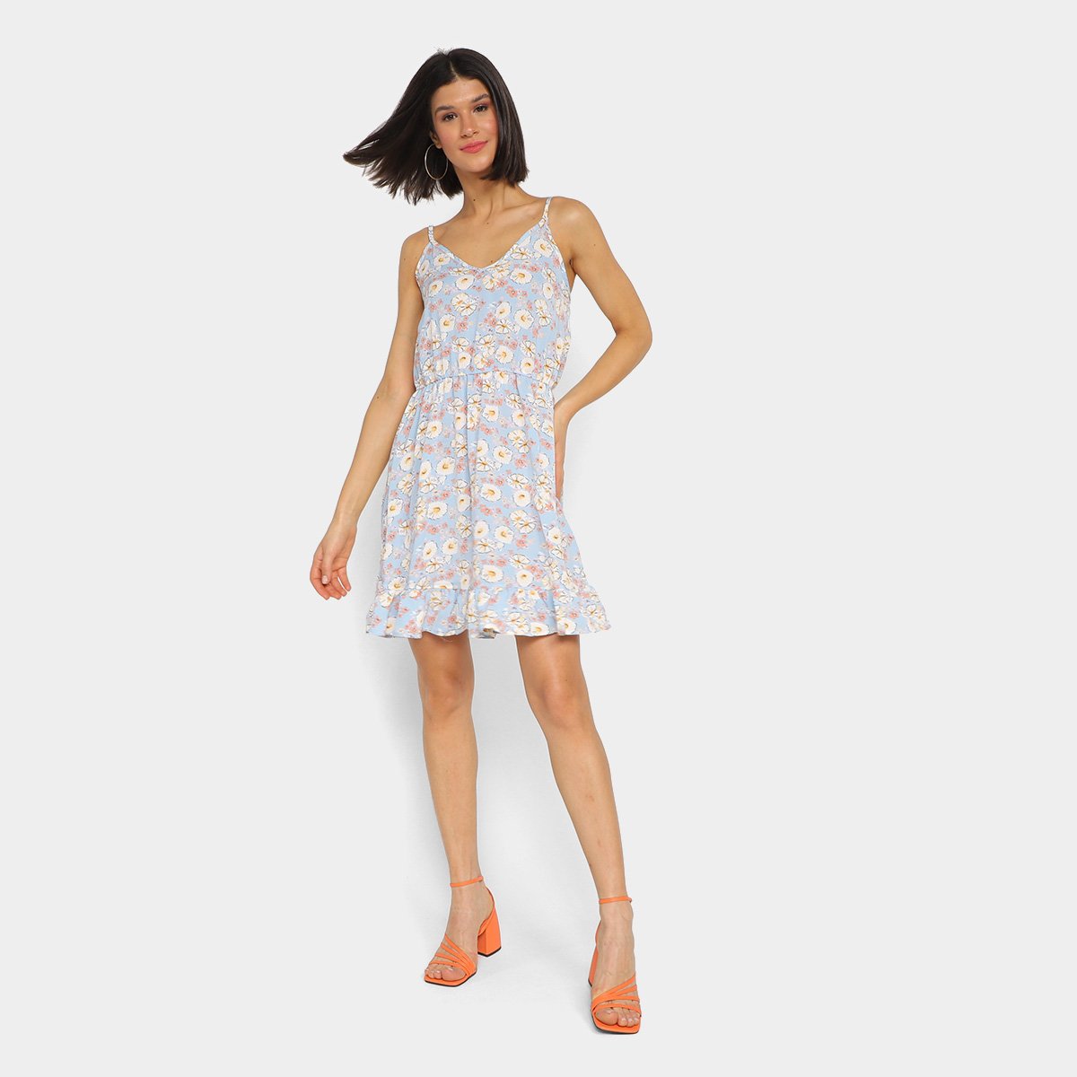 Miniatura Vestido Curto Ayaka Floral Feminino Azul - G