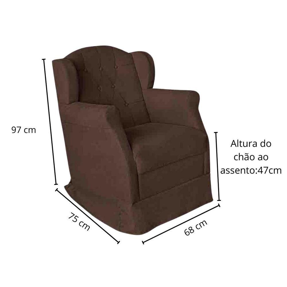 Miniatura Kit Poltrona Amamentação Com Puff Confortável Serena Suede Marrom