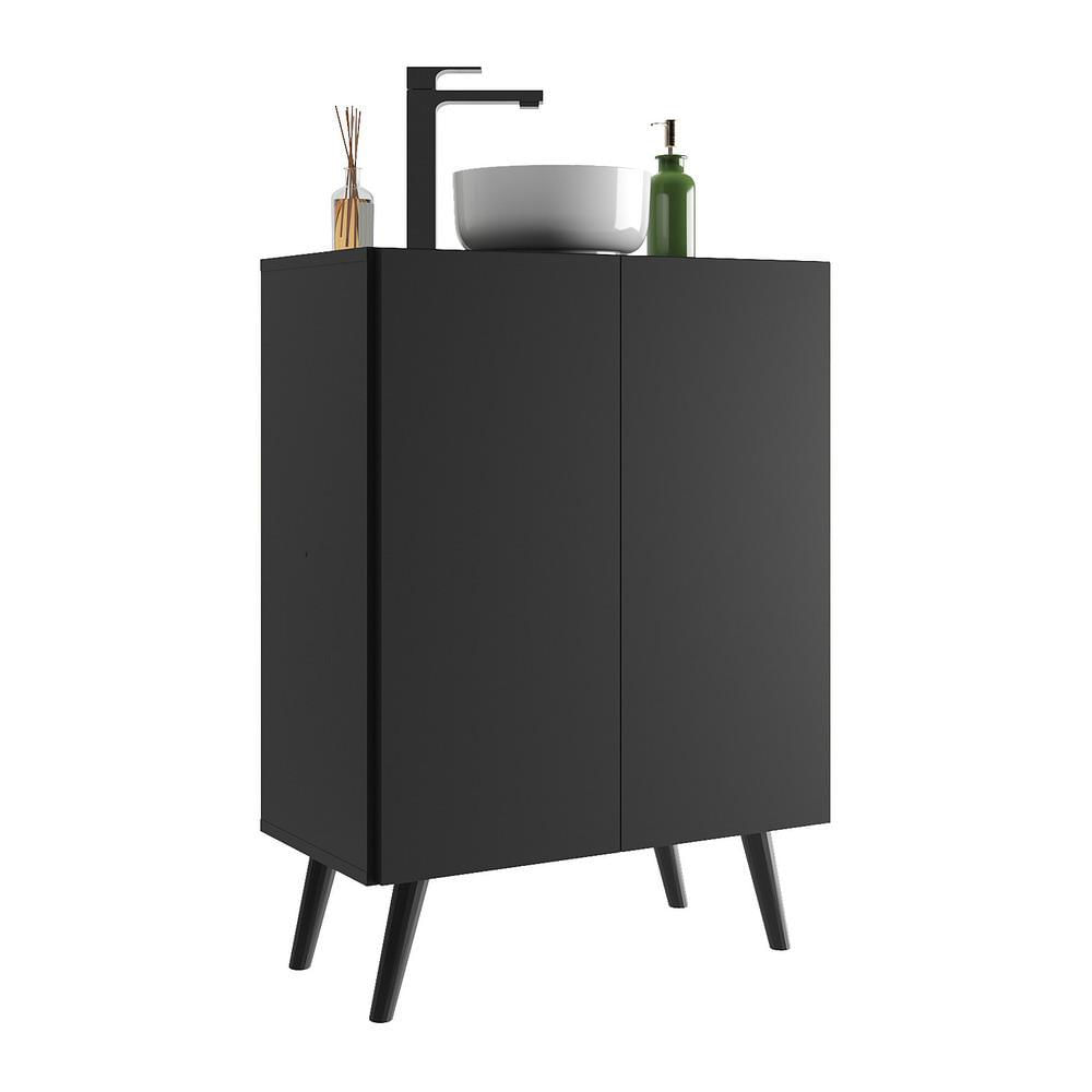Miniatura Gabinete Banheiro 2 Portas Retrô 63cm Multimóveis MP5006 Preto