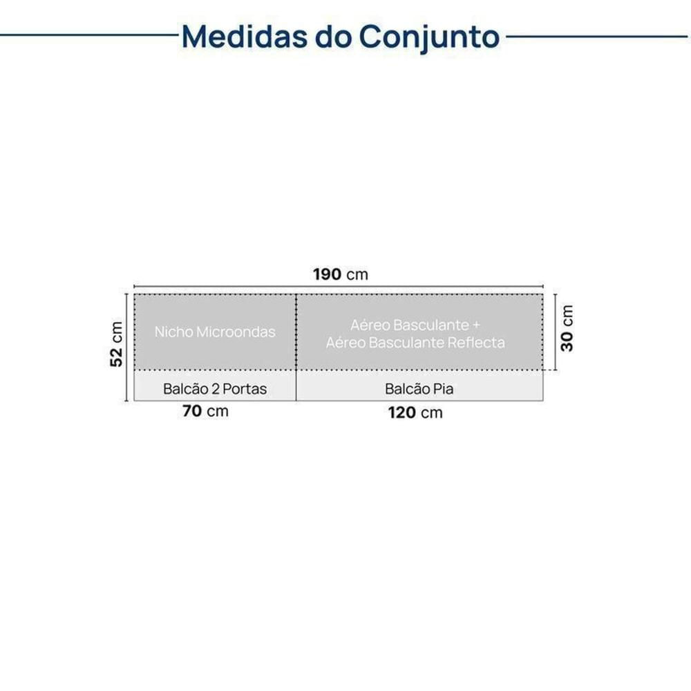 Cozinha Modulada 5 Peças 3 Aéreos 2 Balcões Nara Cabecasa Madeiramadeira Avena