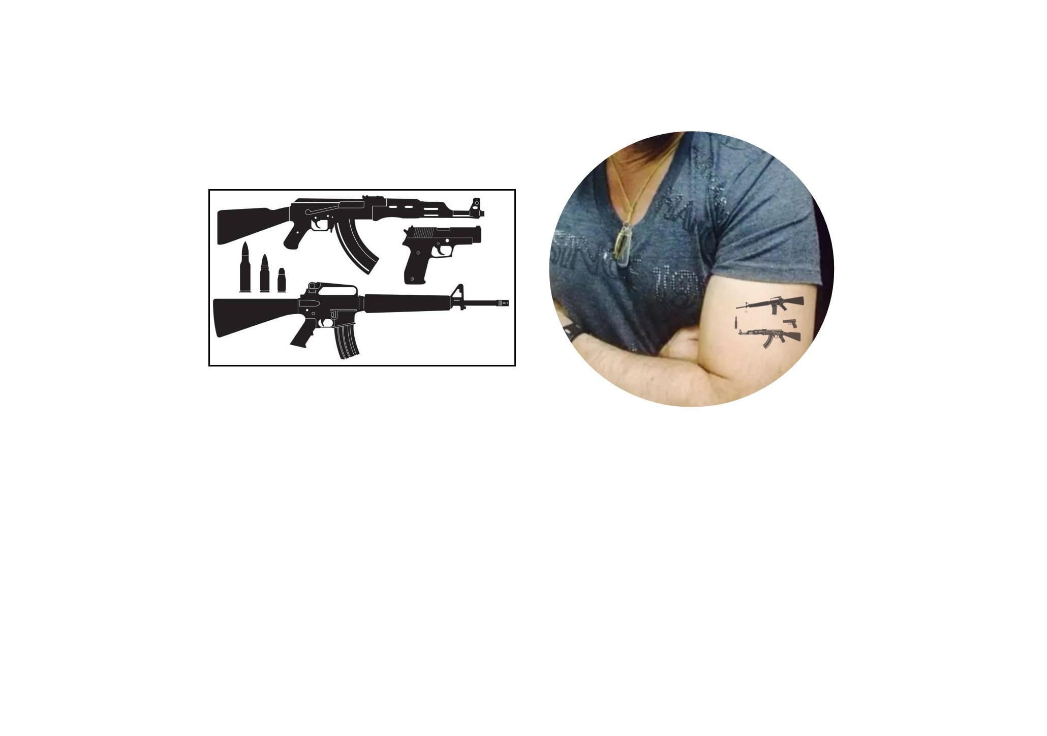 Miniatura Tatuagem Temporária Armas Estilo Bad Boy